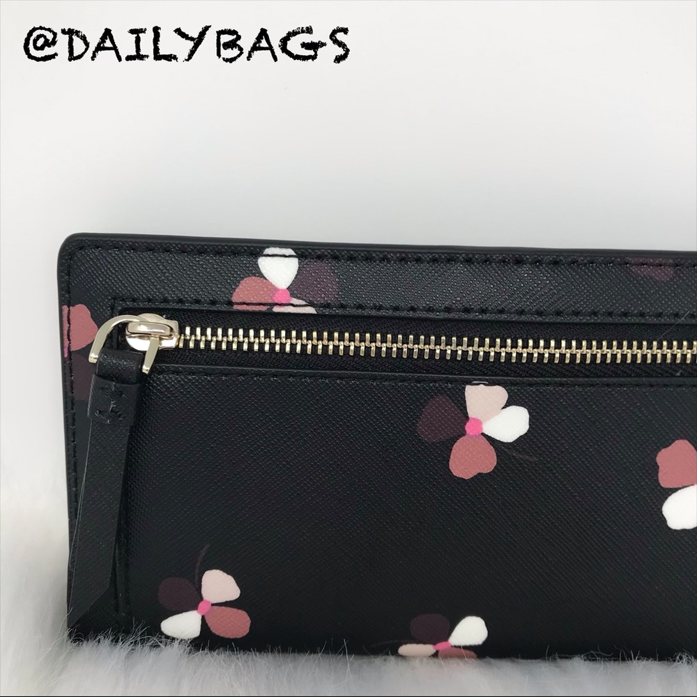 KATE SPADE LARGE SLIM BIFOLD WALLET DUSK BUDS NWT - Picture 4 of 8